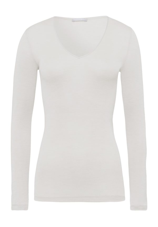 Woolen Silk W Wool And Silk V-Neck Fitted Top