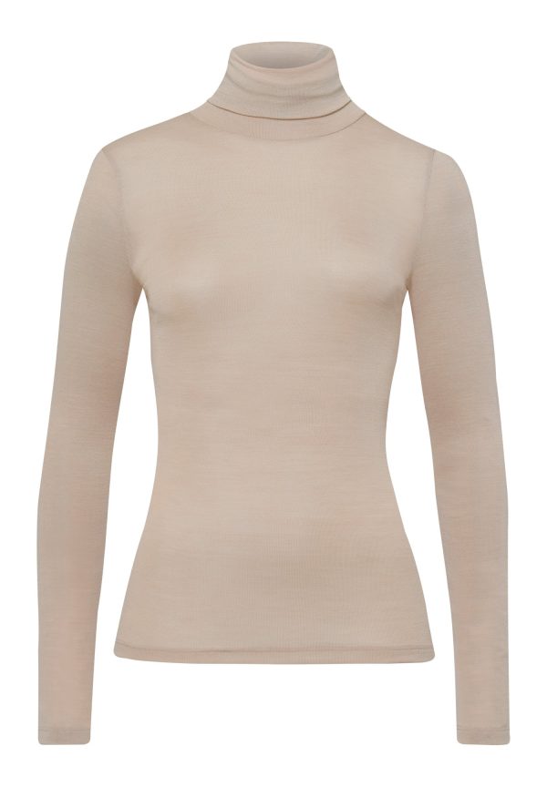 Woolen Silk W Wool and Silk Roll Collar Turtleneck