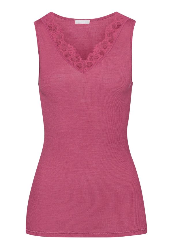 Woolen Lace Fine Ribbed Wool And Silk Tank Top