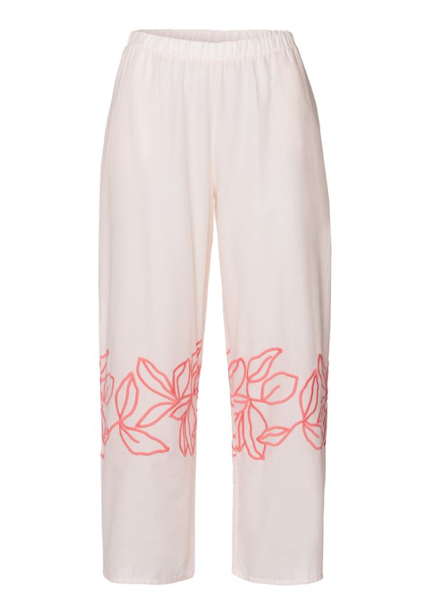 Liz Embroidered Cotton Cropped Pants